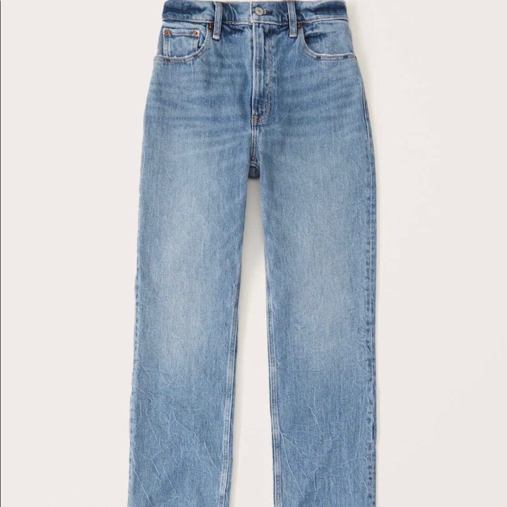 Ultra High Rise Straight Jeans 90s dark wash Abercrombie jeans